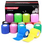 FRESINIDER 16 Rolls Self Adhesive Wrap Athletic Tape Gauze, Breathable Elastic Cohesive Bandage for Sports Injury & Pet (16 Pcs 2"x 5 Yards) (Rainbow)