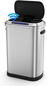 13 Gallon 50L Silver Automatic Smart Trash Can with Lid for Kitchen Office Bedroom Waste Bin and More, Stainless Steel Thickened Body and Super Mute Sensor Lid Garbage Can with 30 Count Garbage Bags