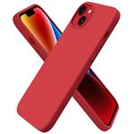 ORNARTO Compatible with iPhone 14 Plus Case 6.7, Slim Liquid Silicone 3 Layers Full Covered Soft Gel Rubber Case Protective Cover 6.7 inch-Red