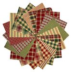 40 Rustic Christmas Charm Pack, 6 inch Precut Cotton Homespun Fabric Squares by JCS