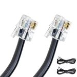 Volcora [2 Pack 5 Feet RJ11 / RJ12 Data Cable - Heavy Duty 6-Pins High-Speed Extension for Cash Register Drawer, Telephone, Modem, Fax, Printers, and More - Drawer Cable for Voice and Data