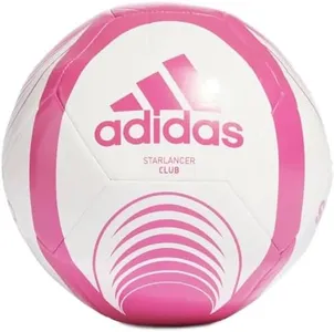 adidas Unisex Starlancer Club Soccer Ball, White/Shock Pink, 5