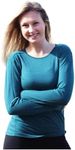 Roman Trail Outfitters Merino Wool Women's Long Sleeve Top |Crew Neck Shirt | Lightweight | Moisture Wicking | Base Layer, Atlantic Teal, Medium