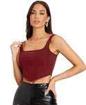 Elyraa Women's Casual Slim Fit Square Neck Tank Top for Women/Girls (X-Small, Maroon)