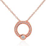 Rose Gold Flashed Sterling Silver Open Circle Bezel Set Cubic Zirconia Slide Necklace