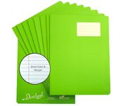 Durabook A4+ 8mm F&M Light Green Exercise Book Pack of 10, 80 Page School Exercise Book, Durable Matt Laminated Water-Resistant Cover, A4 Plus Ruled & Margin Notebook A4 Paper, Home & School Supplies