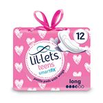 Lil-Lets Teens Long Pads X 12, Petite Towels for Girls & Teenagers, with Wings, for Medium Flow, Unscented, Soft & Breathable, First Period Sanitary Towels, 1 Pack of 12 Pads