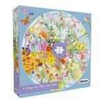 A Year in the Garden Circular | 500 Piece Circular Jigsaw | Nature Seasons Puzzle | Sustainable Jigsaw Puzzle for Adults | Premium 100% Recycled Board | Great Gift for Adults | Gibsons Games