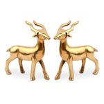 TREEMAISON Small Deer Pair Statue | Designer Deer in Pair | Vastu Brass Showpiece | Home & Office Decor |Size - 3.5 Inch Approx. | Zonal Placement: West-North-West, West