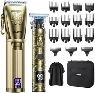 GLAKER Hair Clippers for Men,Professional Mens Hair Clippers Cordless Clippers for Hair Cutting, Hair Clippers and Precision Trimmer Kit Zero Gap Trimmer with LED Display 15 Guide Combs