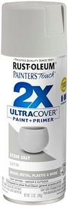 Rust-Oleum 334086 Painter's Touch 2X Ultra Cover Spray Paint, 12 oz, Satin Stone Gray