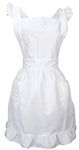 (White) - LilMents Retro Adjustable Ruffle Apron with Pockets, Small to Plus Size Ladies (White)