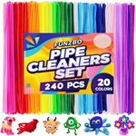 FUNZBO 240pcs 20 Colors Pipe Cleaners Craft Supplies - Arts and Crafts, Chenille Stems Creative DIY Arts, Crafts for Kids, Girls and Boys, Gifts for Kids age 4+ (6mm x 12in)