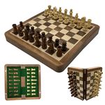 Premium Quality, Handcrafted Travel Chess Set with Built-in Storage, Pocket Size, Magnetic Pieces, Foldable Chess Board with Storage (12 inches)