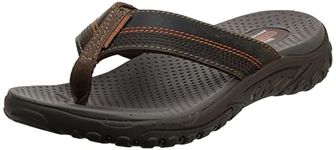 Skechers Men's cobano Relaxed-Fit Reggae Flip-Flop, Brown, 11