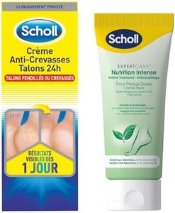 Scholl Crèmes Pieds secs - Crème Anti-Crevasses Talons 60ml - Crème Nutrition Intense 75ml - Lot de 2 Crèmes
