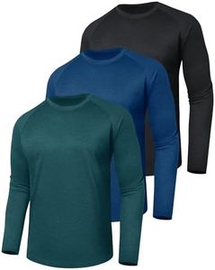 BOOJO 3 Pack Long Sleeve Shirts for Men - Quick Dry Moisture Wicking Sun Protection UV UPF T-Shirts for Fishing Workout Gym