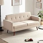 DIFY 65" W Linen Loveseat Couch wit