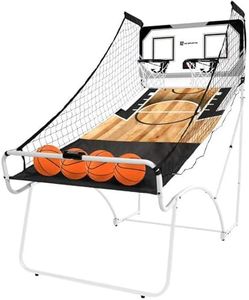 Hall of Games MD Sports Indoor Basketball Arcade Game, 80.5-in Tall Dual Shot with Polycarbonate Backboard, Electronic LED Scoring, 8 Game, EZ-Fold Compact Storage, Steel Frame, 4 Balls and Air Pump