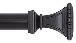 Ivilon Treatment Window Curtain Rod - Carved Square Finials, 1 1/8 in Rod, 28 to 48 in. Black