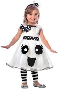amscan 9903388 - Costume da fantasma felice per bambine, con fascia per capelli, per Halloween, età: 2-3 anni