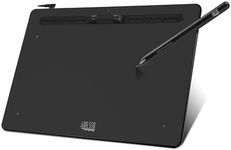 Adesso Large Graphics Drawing Tablet Pad 10 x 6 Inch 8192 Levels Battery-Free Pen, 6 Customizable Keys with Scroll Wheels, Compatible with PC/Mac/Android OS for Painting, Design & Online Teaching