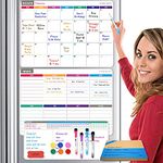 CREKERT Dry Erase Fridge Calendar, Magnetic Calendar Whiteboard for Refrigerator, Monthly Weekly Whiteboard Calendar Set with 4 Markers 1 Eraser 6 Magnets (Gift Box)