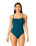 Anne Cole Women's Shirred Maillot Solid One-Piece Swimsuit, Deep Sea Blue, 14