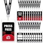 Harloon 20 Sets Press Party Pass Award Night Press Pass Cards Press Pass Novelty ID Badge with Lanyard Label Tag for Press Party Costume Reporter Music Award Movie Night Birthday Party Concert Event