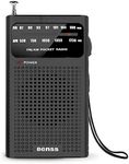 Benss Small Radios Portable AM FM, Transistor radios 2AA Battery Operated with Best Reception, Radio with Speaker & Headphone Jack, Pocket Radio for Indoor, Outdoor and Emergency Use(Black)