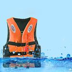 Delavala Universal Life Jacket for Adult Children Life vest Swimming Boating Surfing Sailing Swimming vest Oxford cloth waterproof Buoyancy Jacket with Survival Whistle (Orange)