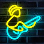 YuanDian Guitar Neon Sign - Unique Design, Dimmable LED Signs USB Powered, Ideal Wall Decor for Living Room, Bedroom, Music Party, Bar, Club Guitar Players and Music Lovers