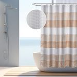 AIBIIN 180x180cm Waffle Shower Curtain Khaki Durable Polyester Bath Curtains Waterproof Fabric Bathtub Sets Home Decor with 12 Hooks