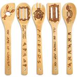 FUTERLY Unique Friends Merchandise - 5 Pcs Wooden Spoons Cooking Utensils,Nature Wooden Kitchen Utensils Set,Cute Wooden Spatula for Cooking,Friends TV Show Gifts,Mothers Day Kitchen Gifts