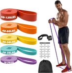 Zacro Resistance Bands Set - 5 Levels Pull Up Bands Set for Men and Women - Exercise Loop Bands with Door Anchor, Training Poster & Pouch for Workout Home Gym Exercise, Yoga, Pull Up Assistance Bands