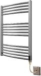 Greened House Chrome Curved Electric Heated Towel Rail 600mm wide x 800mm high Designer Towel Radiator