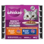 WHISKAS Perfect Portions Wet Cat Food Cuts in Gravy - Chicken & Salmon - 75g (12 Pack)