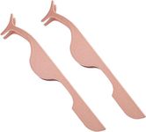 DAZISEN 2 PCS False Eyelashes Applicator Tool/Remover Tweezer - Professional Stainless Steel Fake Lashes Cosmetic Tool Eyelashes Clip for Lashes Application and Removal(Rose Gold)