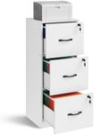 VASAGLE 3 Drawer File Cabinet, File Cabinet with Lock, Printer Stand, Office Filing Cabinet Organizer, for A4 and Letter Size Files, Cloud White UOFC055W14