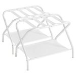 SONGMICS Luggage Racks, Set of 2, Suitcase Stand with Fabric Storage Shelf, Holds up to 110 lb, 27.2 x 15 x 20.5 Inches, Cloud White RLR002W02