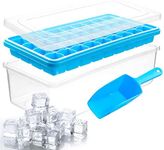 Ice Cube Tray with Lid & Bin | BPA Free Silicone Ice Cube Tray with Lid, Container & Tong | Stackable 36 Nugget Ice Tray for Freezer with Easy Release | Large Ice Mold Maker for Cocktails & Whisky