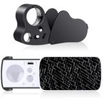 EEEKit 2PCS Illuminated Jewelers Loupe, Folding Jewellery Magnifying Glass with LED and UV Light, Jewelry Eye Magnifier for Diamonds Coins Stamps Identifying