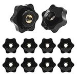 JJWNMLL 10PCS Clamping Screw Knob Star M8-Outer Diameter 38 Thumb Bolts Thread Replacement Star Hand Knob Tightening, Black Grip