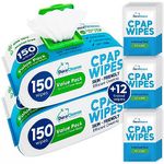 DuraCleanse CPAP Mask Cleaning Wipes - 2 Pack - 2x150 Count Plus 12 Travel Wipes - Extra Large, Extra Moist Cleaning CPAP Wipes for Mask, CPAP Machine & Supplies - Skin Safe with Aloe Vera