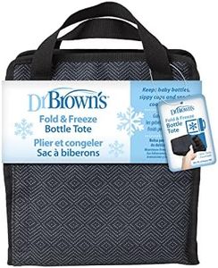 Dr. Brown’s Fold & Freeze Bottle Tote, Breastfeeding Essential Cooler Bag, 6 Baby Bottles Milk Storage - Black