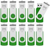 10 X MOSDART 16GB USB2.0 Flash Drives in Bulk Swivel Design Thumb Drives with Led Indicator,Green 10pack