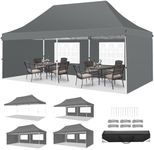 TOOLUCK Pop up Gazebo 3M x 6M Marquee Gazebo Tent with Sides Upgrade Structure UPF50+ Protection &100% Waterproof for Garden Parties Commercial with Easy Carry Bag, Grey