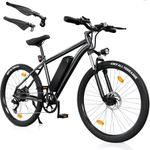 Finbike M10/M10S Electric Bike Adults, 26" Electric Mountain Bicycle with Removable Battery, 60/75 KM Range, 5 Speed Levels & 7-Speed Derailleur, LCD Display, E-Bike for Adults