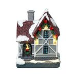 RasuDecor 1Pc 6" Christmas Snow Scene Village Houses Figurines Warm White Christmas Festive Holiday Tabletop Ornament Indoor Room Décor #RasuImpex (RD-XMSCSL02)