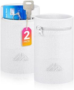NEWZILL Wrist Wallet Wristband with Zipper - Cotton Sweatbands for Men & Women, Ideal for Running, Walking, Basketball, Football, Tennis, Hiking, Workout White Small 2pcs